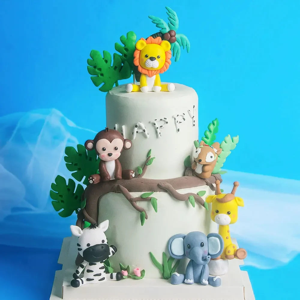 Forest animal cake decoration