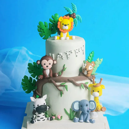 Forest animal cake decoration