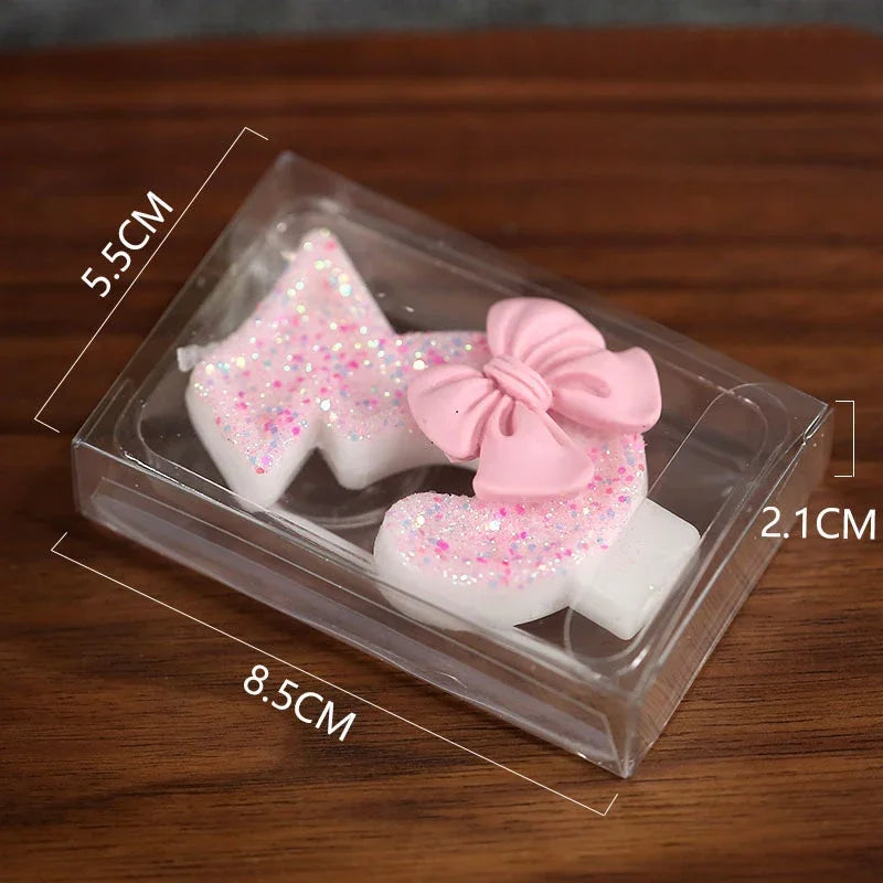 Pink Bow 3D candles