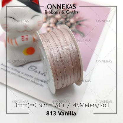 Satin ribbon 100% polyester (45M) 3mm