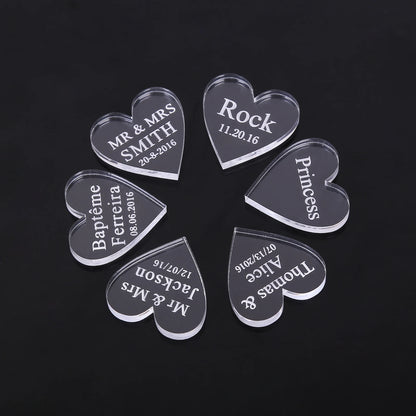 Engraved personalized name Love Heart tag 30/50/100pcs