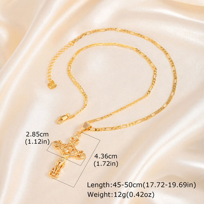 Gold plated Jesus Cross necklac