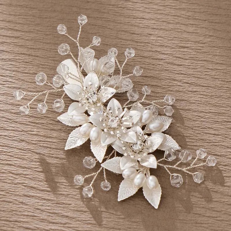 Pearl Flower Clip Silver