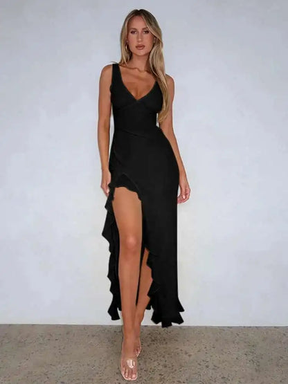 Vivona Avrilyaan Ruffle High Split Dress