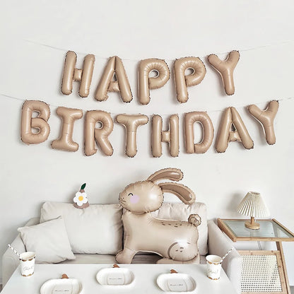 Happy Birthday Balloons Cream Caramel 16Inch