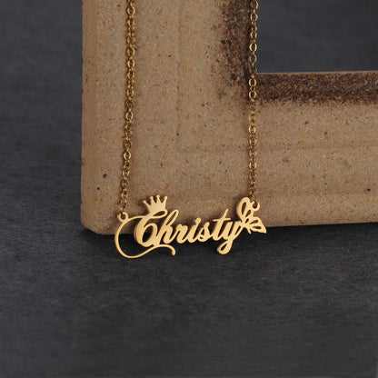 Custom name necklaces personalized heart butterfly