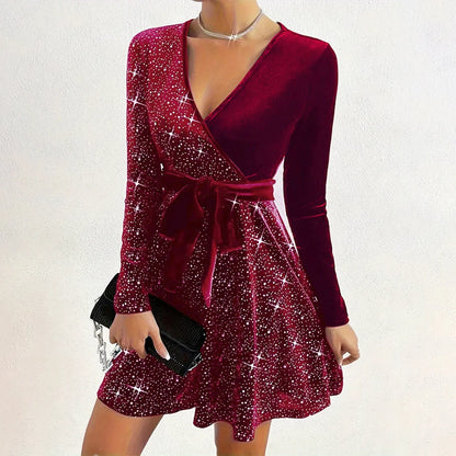 Zenah Velvet Sequin Mini Dress