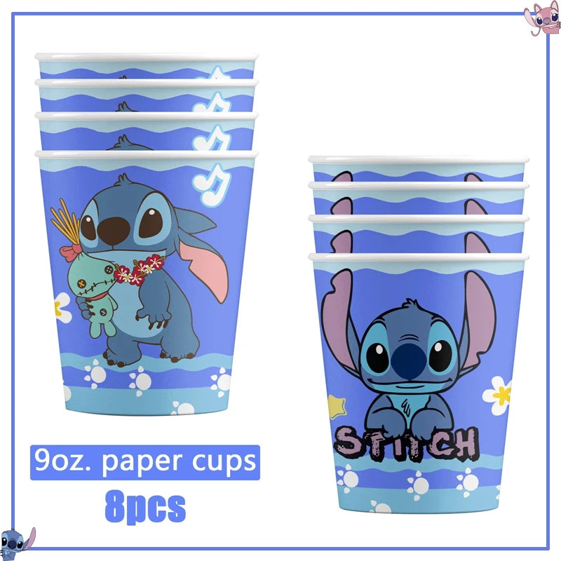 Disney Stitch Birthday Party Decoration Supplies New Lilo Stitch Balloon Baby Shower Aloha Paper Cups Plates Napkins Tablecloth