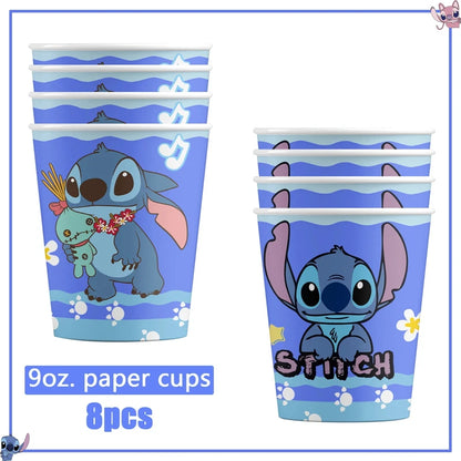 Disney Stitch Birthday Party Decoration Supplies New Lilo Stitch Balloon Baby Shower Aloha Paper Cups Plates Napkins Tablecloth