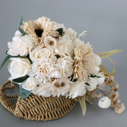 Champagne silk flower bouquets