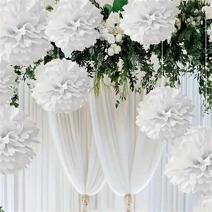 White & Light green Pom Pom  Set 12pcs