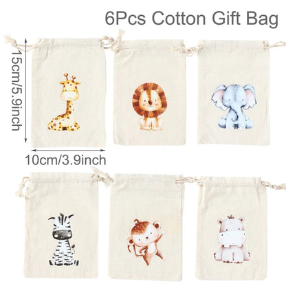 Animal character Gift Bags for Party 6pcs