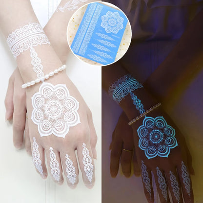 Blue Luminous Henna tattoo sticker