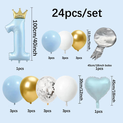 1-year-old Crown aluminum film balloon 24pcs