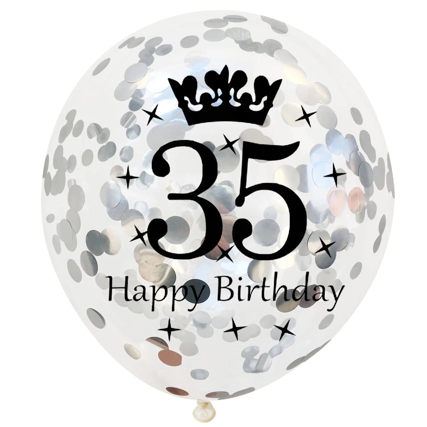 12in Crown Number Confetti Balloons
