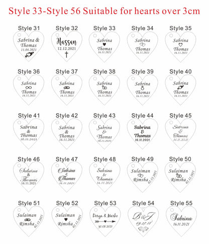 Engraved personalized name Love Heart tag 30/50/100pcs