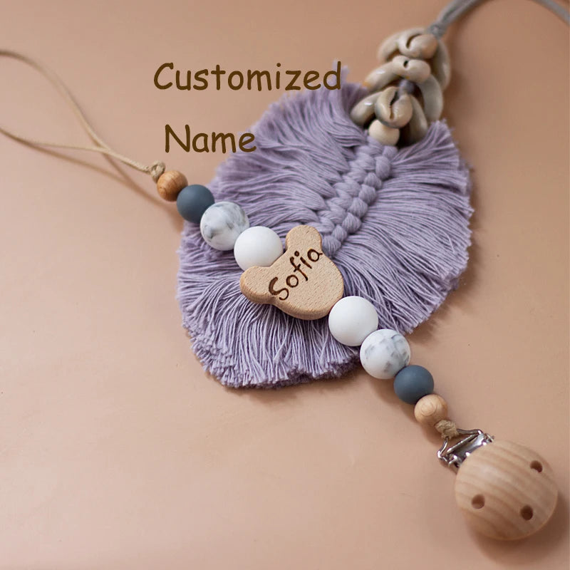 Custom name pacifier bead Silicone and Wooden dummy