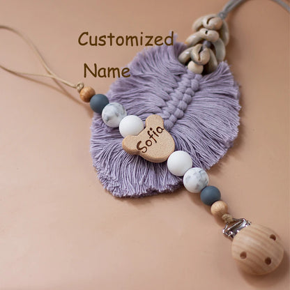 Custom name pacifier bead Silicone and Wooden dummy