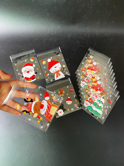 Santa Claus Transparent Cookie Bags