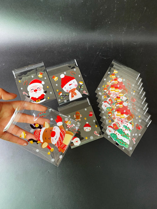 Santa Claus Transparent Cookie Bags