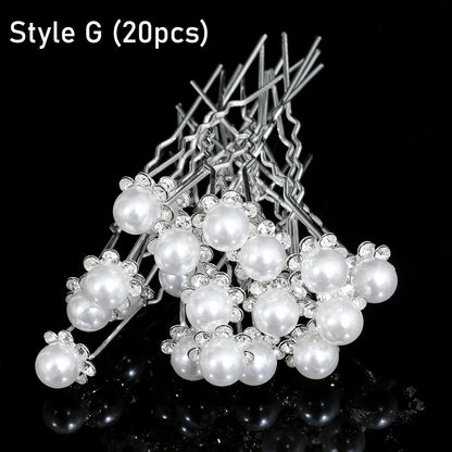 Elegant Pearl Crystal Hairpin 20pcs