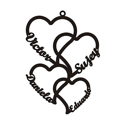 Customized 2-5 Hearts name pendant family necklace