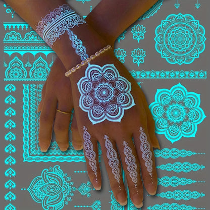 Blue Luminous Henna tattoo sticker