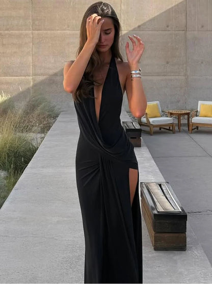 Vilmma Backless Halter Long Dress