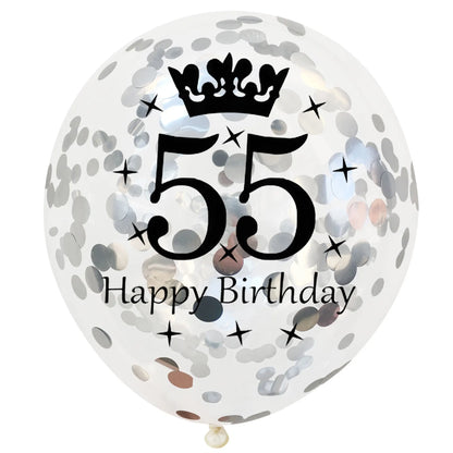 12in Crown Number Confetti Balloons