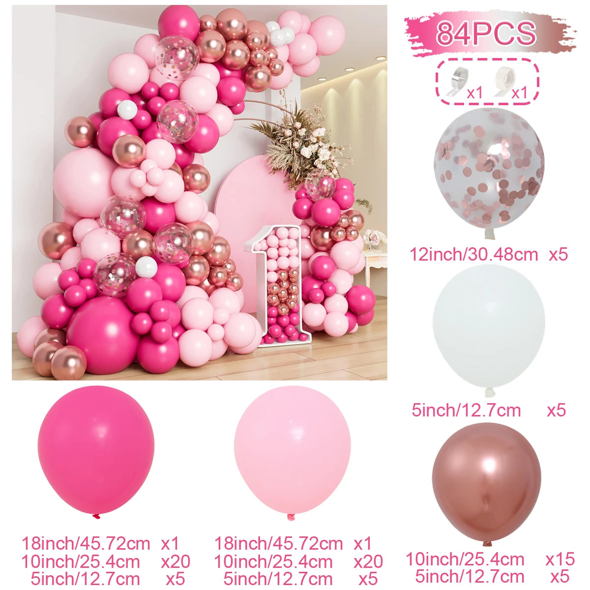 Pink Pastel Macaron Balloons Garland Arch