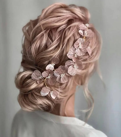 Flower hair jewelry Pearl Crystal