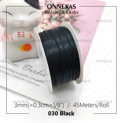 Satin ribbon 100% polyester (45M) 3mm