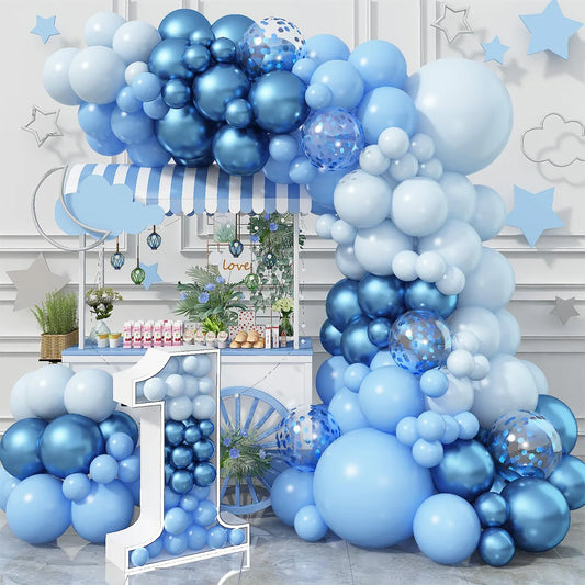 Blue balloon garland arch