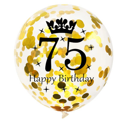 12in Crown Number Confetti Balloons