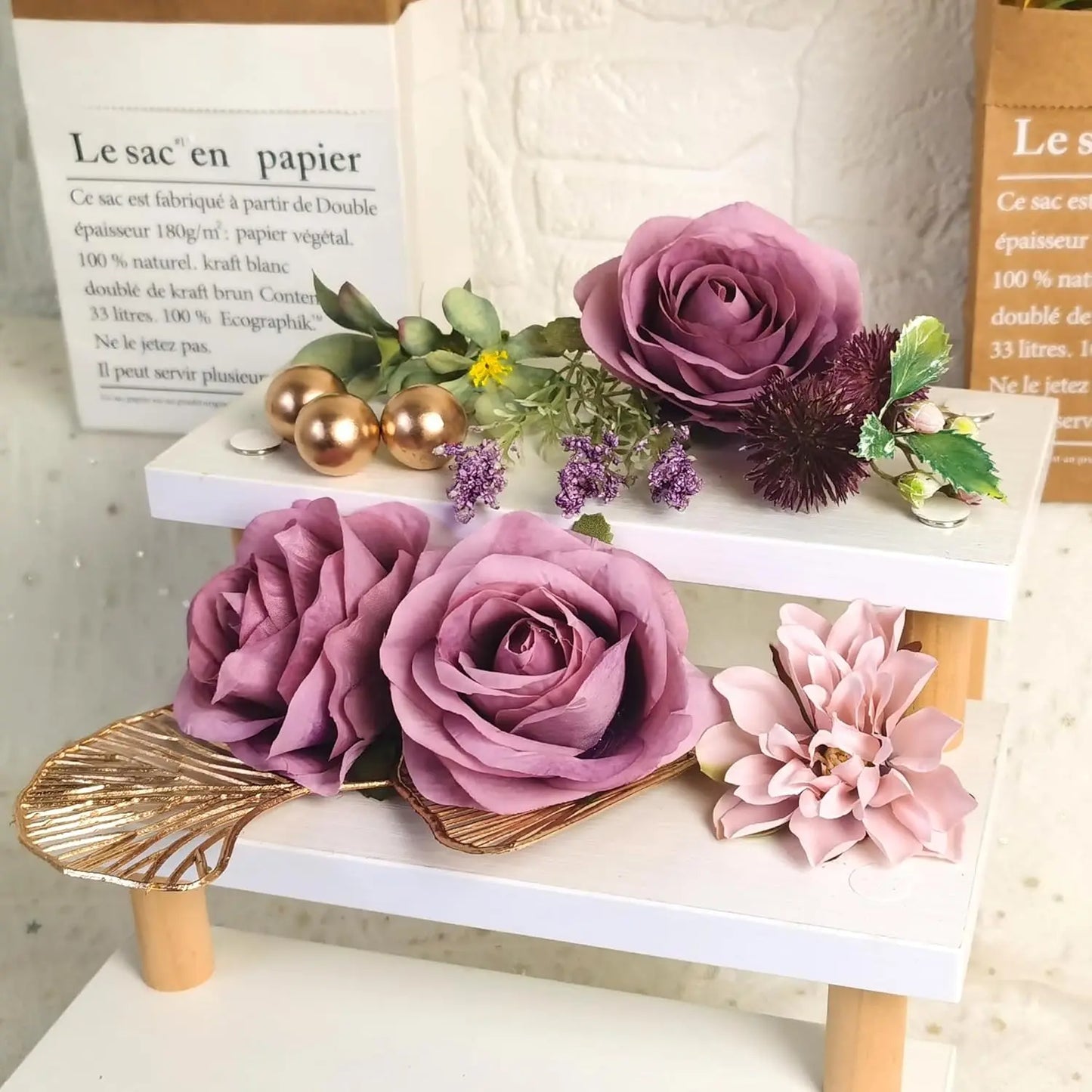 Purple flower cake toppers