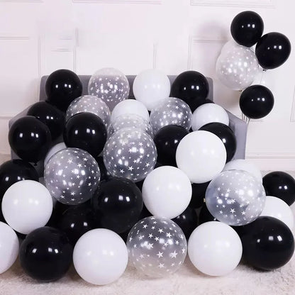 Silver black confetti Latex balloons 30pcs