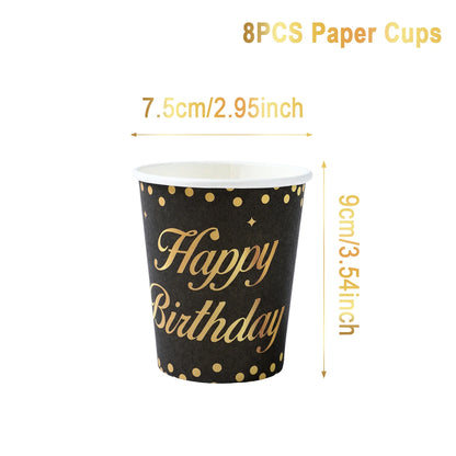 Black Gold Birhtday TableCloth