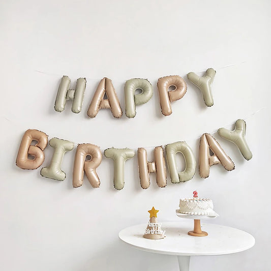 Happy Birthday Balloons Cream Caramel 16Inch