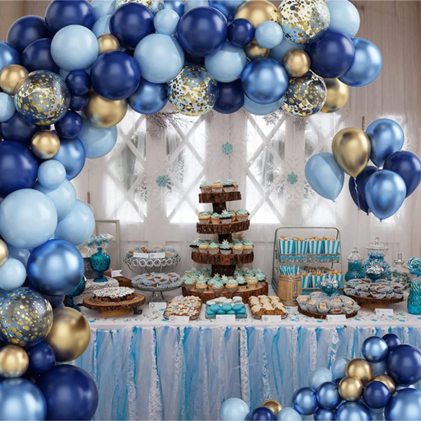 Blue Metallic Balloons Garland Kit