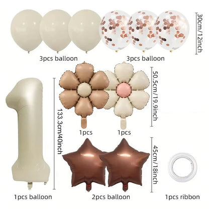 Cream & Brown stars balloons number 12pcs/set