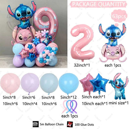 Cartoon Lilo&Stitch  Balloon 63pcs
