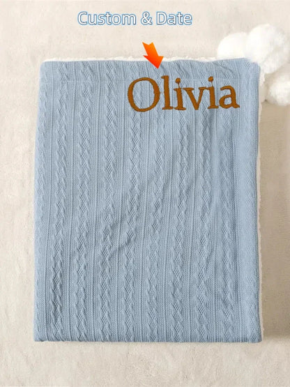 Personalized name nursery baby blanket fluffy lamb wool qui