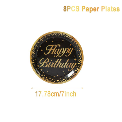 Black Gold Birhtday TableCloth