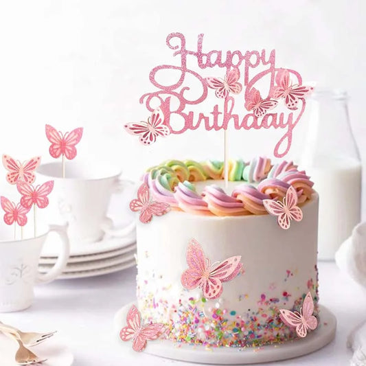 Pink Cake 3D decorations 13pcs