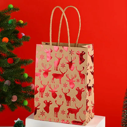 Gold Foil Christmas Gift Bags – 1/10pcs Cowhide Paper