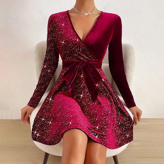 Zenah Velvet Sequin Mini Dress