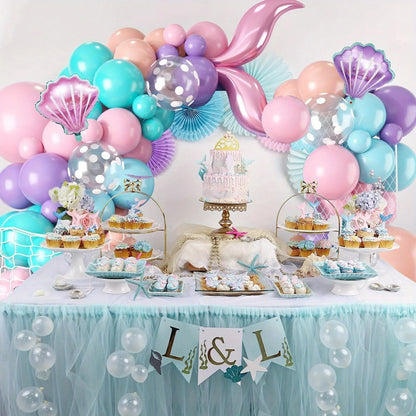 127pcs Mermaid Balloon Arch Set – Pink & Blue Party Decor