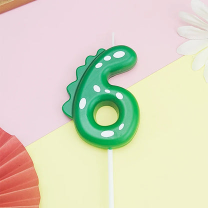 Green Dinosaur numbers 0-9 cake candle