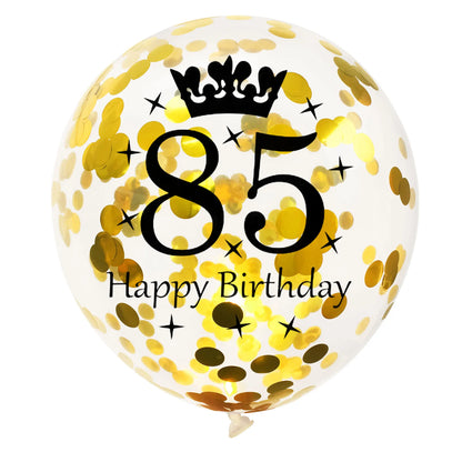 12in Crown Number Confetti Balloons