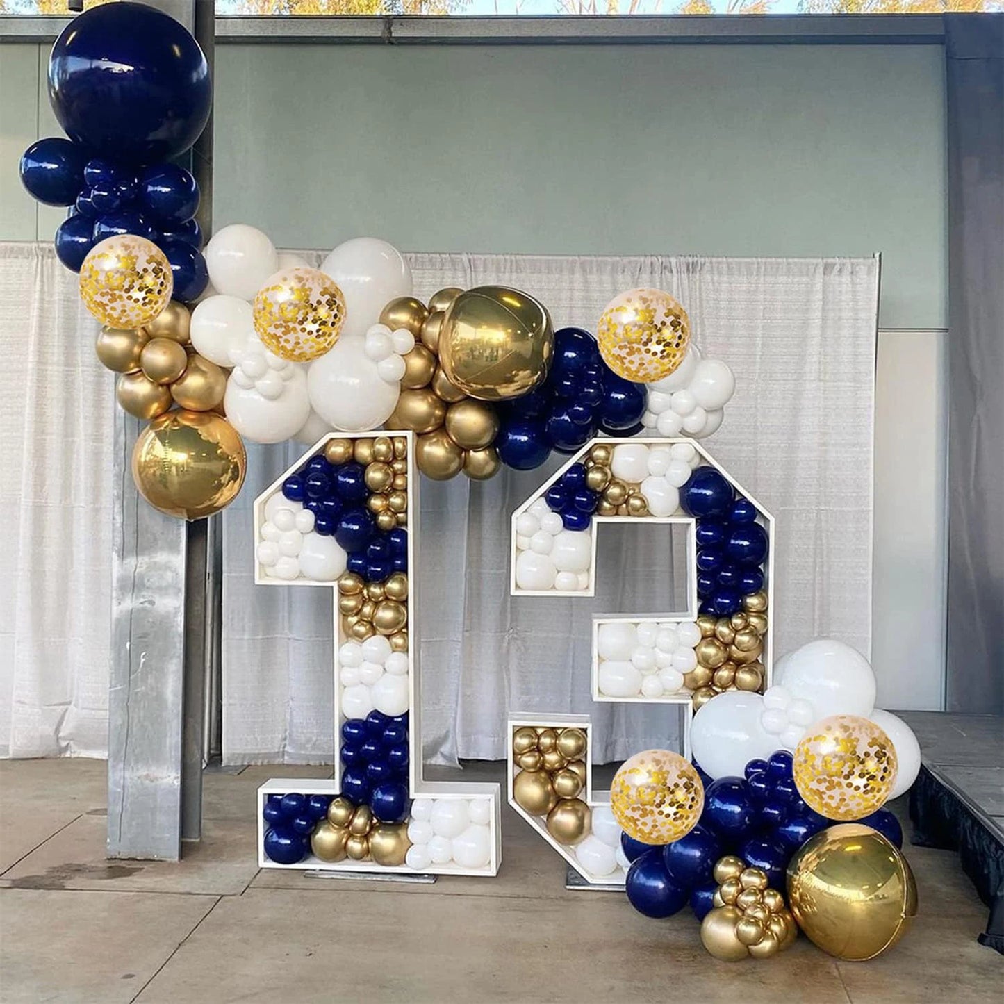 131PCS Blue & Gold Balloon Arch Set with Accessories